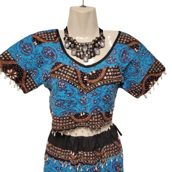 Blue Lehenga Skirt Blouse Set Indian Costume Party Indian Wedding Guest Dress - Picture 7 of 16